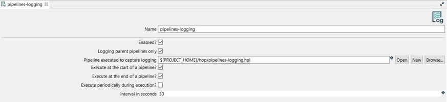 configure pipeline log