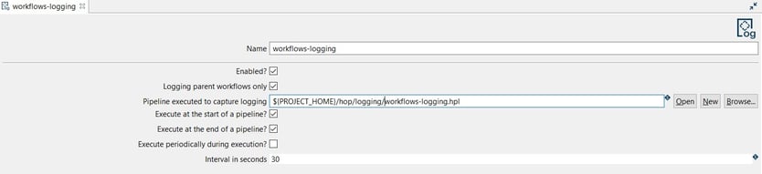 Apache Hop - Workflow Log configuration